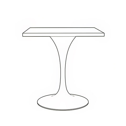 Verve Square Dining Table with a Laminated White Marbleized Tabletop and White Steel Pedestal Base