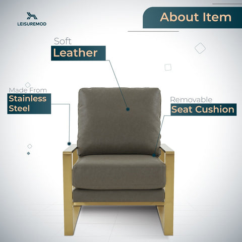 Jefferson Modern Accent Armchair with Upholstered and Gold/Silver Metal Frame