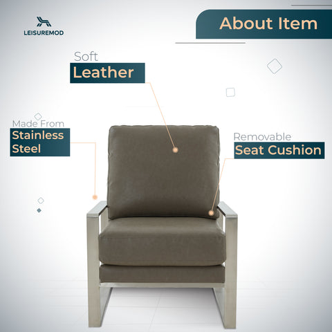 Jefferson Modern Accent Armchair with Upholstered and Gold/Silver Metal Frame