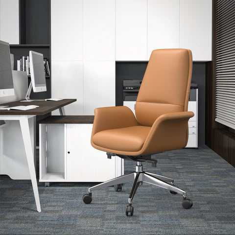 Summit Adjustable Height Leather Conference Office Chair with Swivel and Tilt