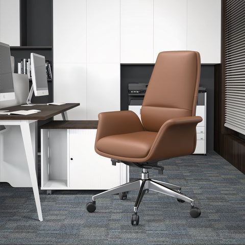 Summit Adjustable Height Leather Conference Office Chair with Swivel and Tilt