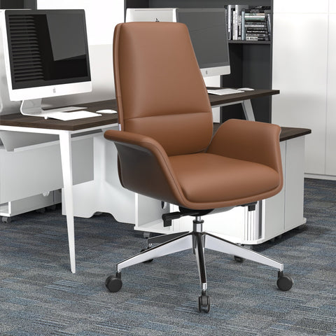 Summit Adjustable Height Leather Conference Office Chair with Swivel and Tilt