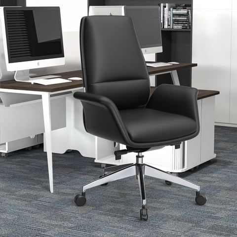 Summit Adjustable Height Leather Conference Office Chair with Swivel and Tilt