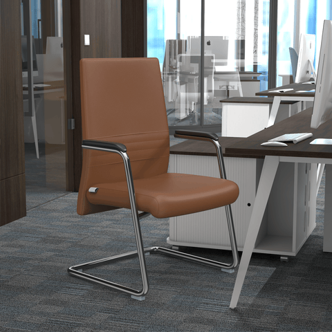 Aleen Mid-Century Modern Office Chair with Upholstered Seat and Metal Armrest