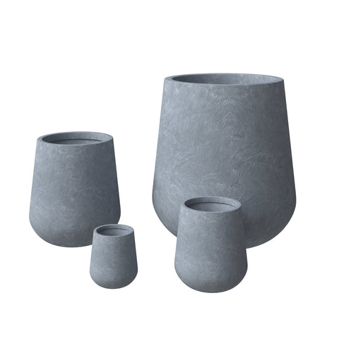 Orchid 4-Piece Tapered Round Planter Pot Set in Fiberstone and Clay Weather Resistant Design