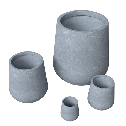 Orchid 4-Piece Tapered Round Planter Pot Set in Fiberstone and Clay Weather Resistant Design