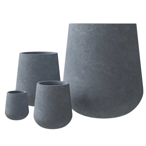 Orchid 4-Piece Tapered Round Planter Pot Set in Fiberstone and Clay Weather Resistant Design