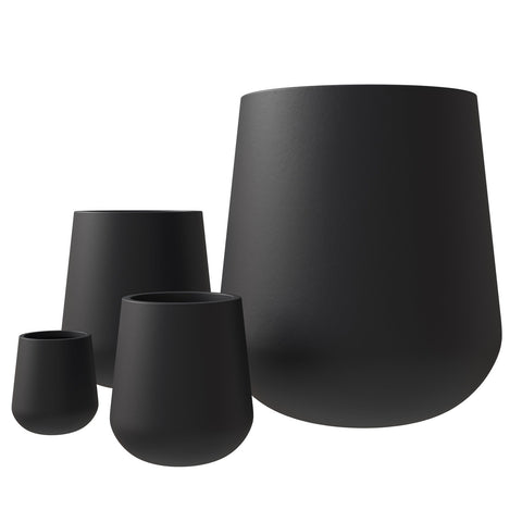 Orchid 4-Piece Tapered Round Planter Pot Set in Fiberstone and Clay Weather Resistant Design