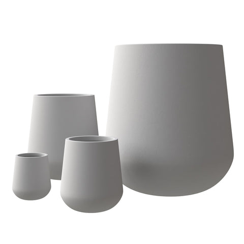 Orchid 4-Piece Tapered Round Planter Pot Set in Fiberstone and Clay Weather Resistant Design