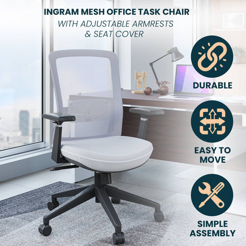 Ingram Ergonomic Modern Office Mesh Task Chair With Adjustable Height