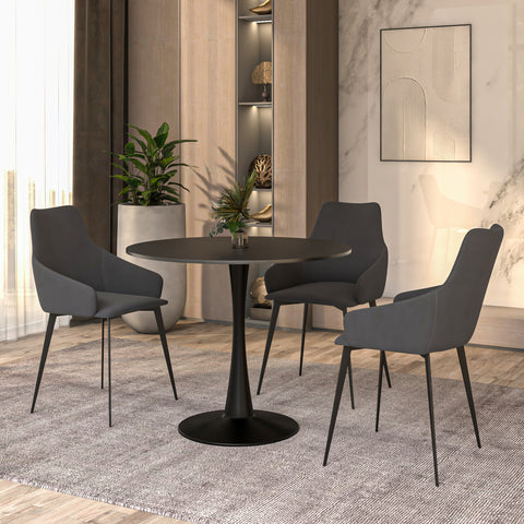 Bristol 32" Round Dining Table with Wood Top and Iron Pedestal Base