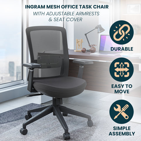 Ingram Ergonomic Modern Office Mesh Task Chair With Adjustable Height