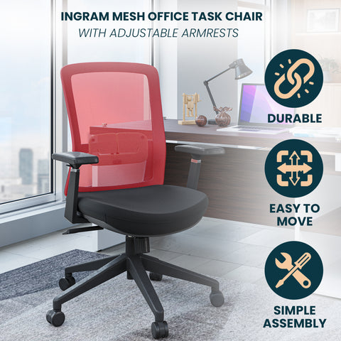 Ingram Ergonomic Modern Office Mesh Task Chair With Adjustable Height