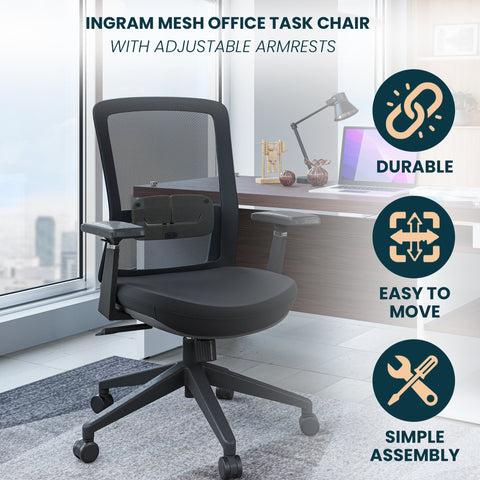 Ingram Ergonomic Modern Office Mesh Task Chair With Adjustable Height