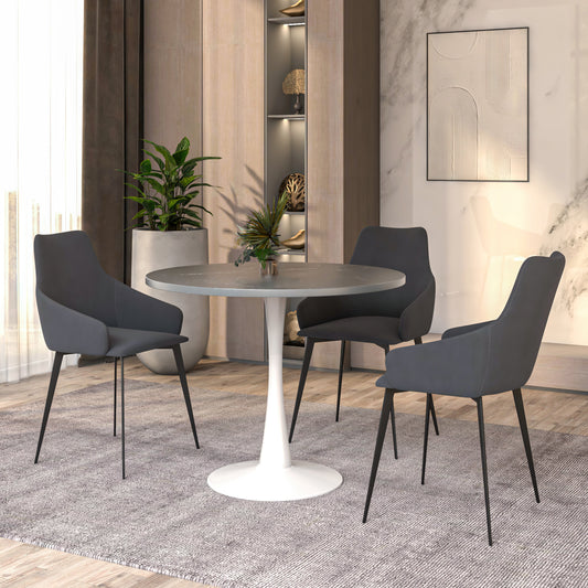 36" Round Dining Table with MDF Top and White Iron Base - Bristol Collection