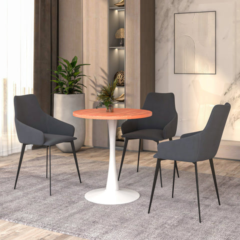 Bristol 27" Round Dining Table with MDF Tableop and White Iron Base