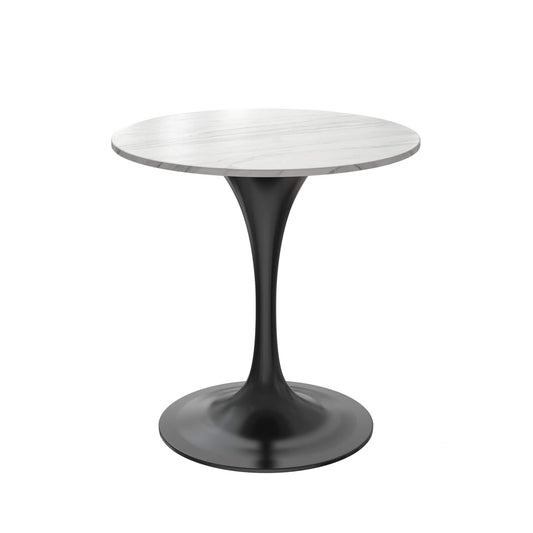 Verve 27" Round Dining Table with Sintered Stone Top in Black Stainless Steel