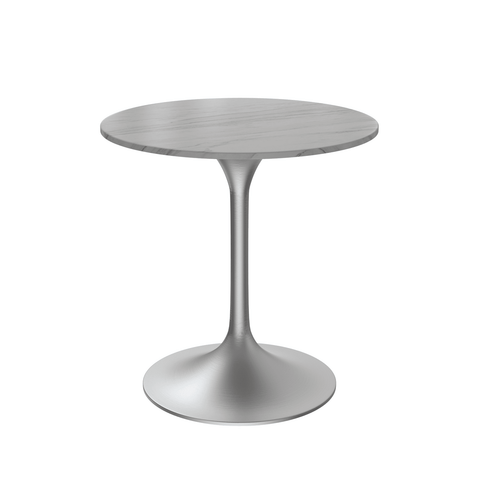 Verve Mid-Century Modern 27" Round Dining Table with Sintered Stone Top and Stainless Steel Pedestal Base for Kitchen and Dining Room