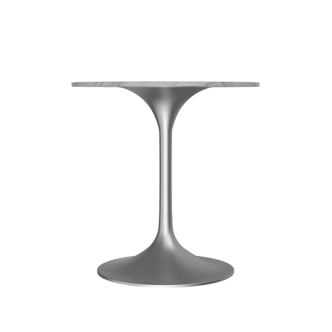 Verve Mid-Century Modern 27" Round Dining Table with Sintered Stone Top and Stainless Steel Pedestal Base for Kitchen and Dining Room