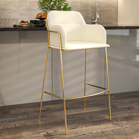 Axis 40" Bar Stool with Ergonomic Design, Powder-Coated Base, and Footrest in Black/Gold