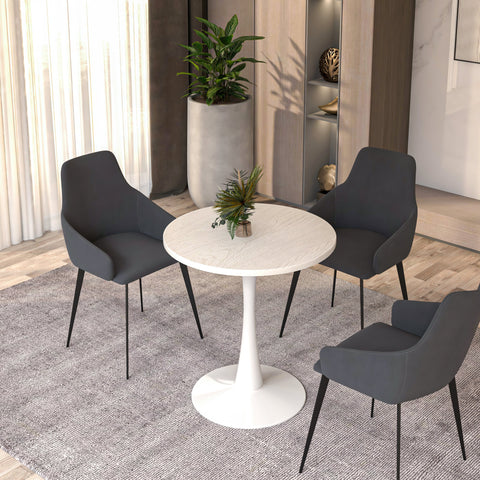 Bristol 27" Round Dining Table with MDF Tableop and White Iron Base