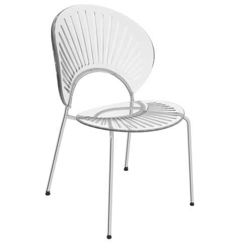 Opulent Modern Plastic Dining Chair in Chrome Metal Legs