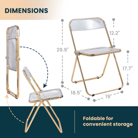 Lawrence Acrylic Folding Chair With Gold Metal Frame