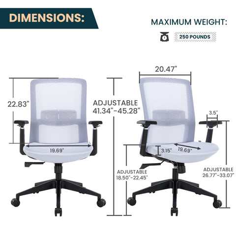 Ingram Ergonomic Modern Office Mesh Task Chair With Adjustable Height