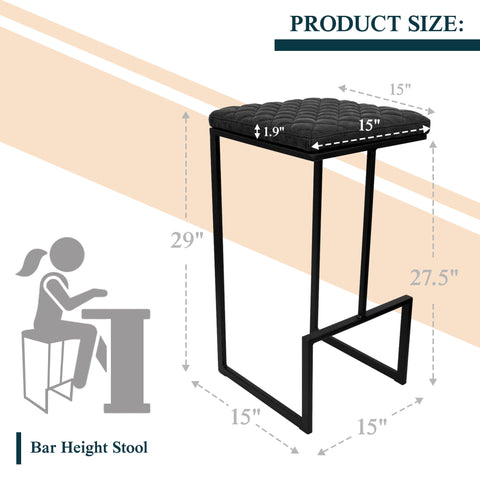 Quincy Leather Bar Stools With Metal Frame