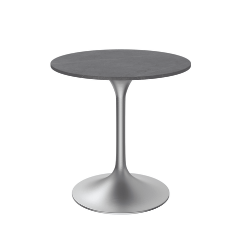 Verve Mid-Century Modern 27" Round Dining Table with Sintered Stone Top and Stainless Steel Pedestal Base for Kitchen and Dining Room