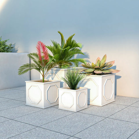 Sprout Modern Square Fiberstone and MGO Clay Planter for Indoor and Outdoor