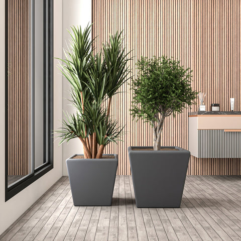 Blossom 4-Piece Fiberstone, Tapered Square Planter Set