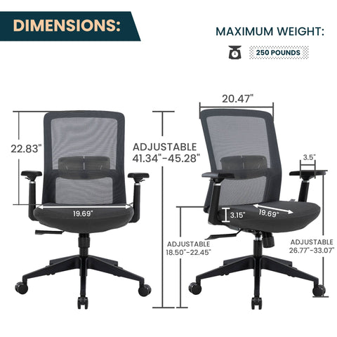 Ingram Ergonomic Modern Office Mesh Task Chair With Adjustable Height