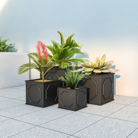 Sprout Modern Square Fiberstone and MGO Clay Planter for Indoor and Outdoor