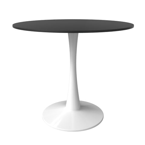 Bristol Round Dining Table with MDF/Sintered Stone/Glass Wood Tabletop in White Steel