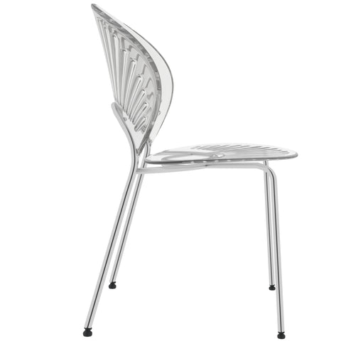 Opulent Modern Plastic Dining Chair in Chrome Metal Legs