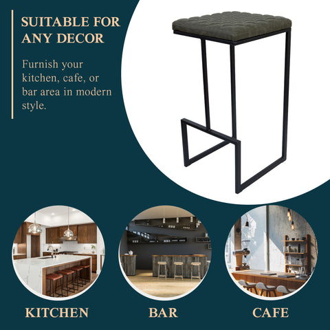 Quincy Leather Bar Stools With Metal Frame