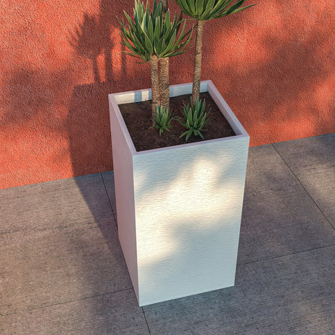 Basalt Fiberstone and MgO Clay Planter, Mid-Century Modern Tall Square Planter Pot for Indoor and Outdoor