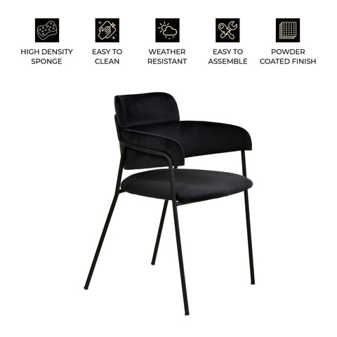 Axis Upholstered Dining Chair with Powder-Coated Stainless Steel Legs Set of 2