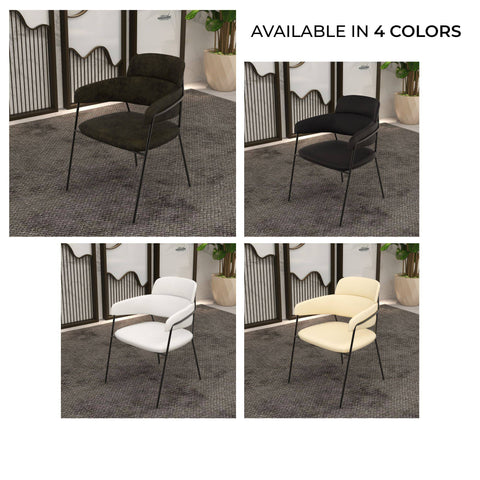 Axis Upholstered Dining Chair with Powder-Coated Stainless Steel Legs Set of 2