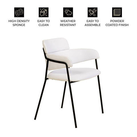 Axis Upholstered Dining Chair with Powder-Coated Stainless Steel Legs Set of 2