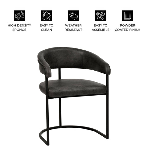 Aero Modern Upholstered Dining Chair with Padded Seat and Powder-Coated Iron Frame Set of 2