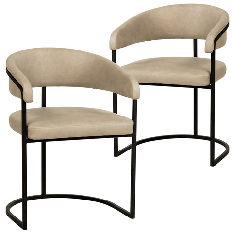 Aero Modern Upholstered Dining Chair with Padded Seat and Powder-Coated Iron Frame Set of 2