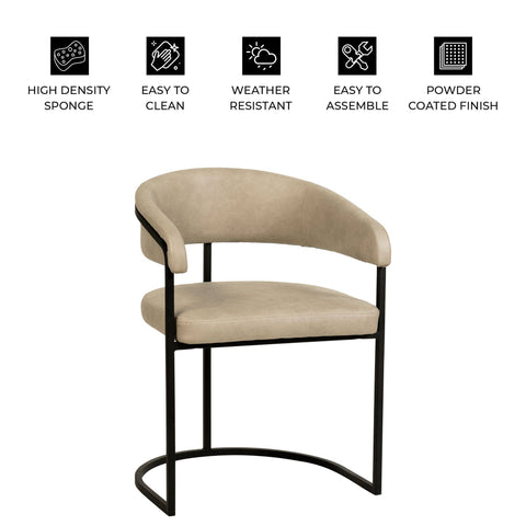 Aero Modern Upholstered Dining Chair with Padded Seat and Powder-Coated Iron Frame Set of 2