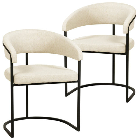 Aero Modern Upholstered Dining Chair with Padded Seat and Powder-Coated Iron Frame Set of 2