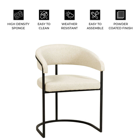 Aero Modern Upholstered Dining Chair with Padded Seat and Powder-Coated Iron Frame Set of 2