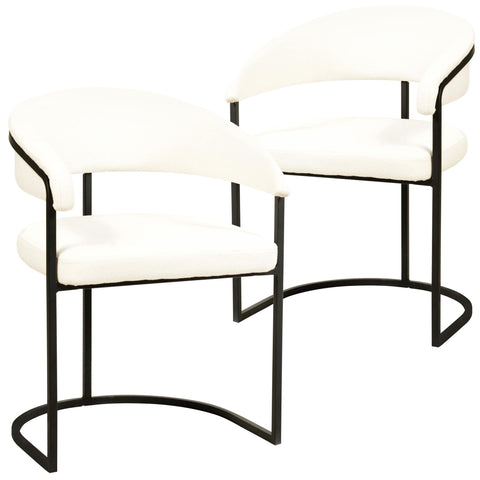 Aero Modern Upholstered Dining Chair with Padded Seat and Powder-Coated Iron Frame Set of 2