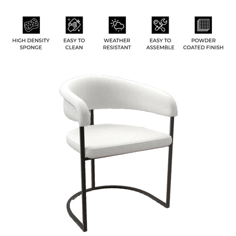 Aero Modern Upholstered Dining Chair with Padded Seat and Powder-Coated Iron Frame Set of 2