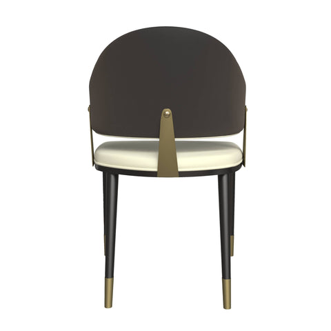 Aria Leather Dining Chair with a Curved Back and Gold Accents Design in Iron Set of 4