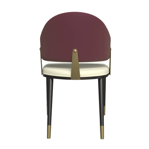 Aria Leather Dining Chair with a Curved Back and Gold Accents Design in Iron Set of 2